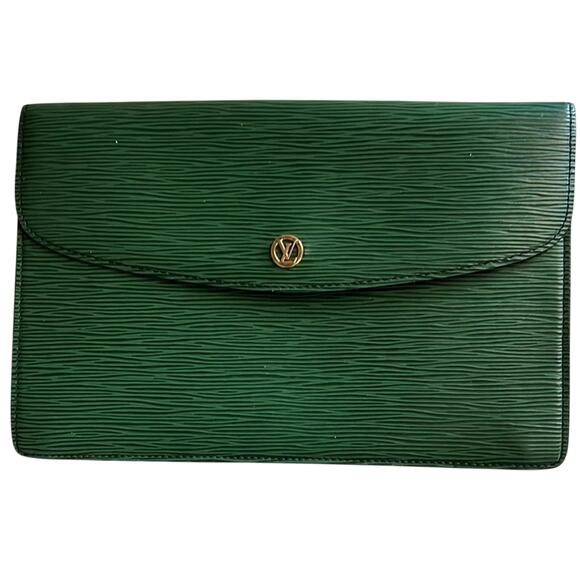 LOUIS VUITTON Epi Montaigne 27 Clutch Bag Green M52654 LV Auth - COA on purchase - Picture 1 of 10